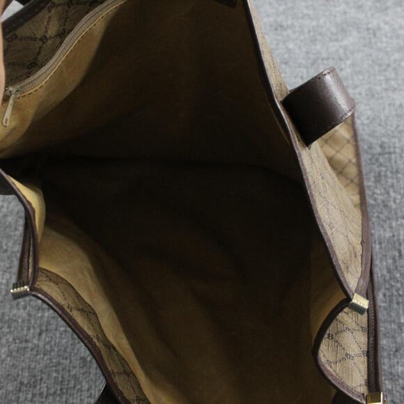 Bally Tote Bag Brown Tan Monogram Leather Trim Shoulder Vintage Luxury - Picture 6 of 8